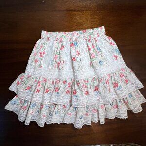 Stellah Mini Skirt Small Coquette Lacey Romantic Whimsical Feminine Ruffles Boho